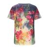 Popular Watercolor Flower 3D Printed T-shirt Round Neck Loose Short Sleeve Top for Women Spring and Summer