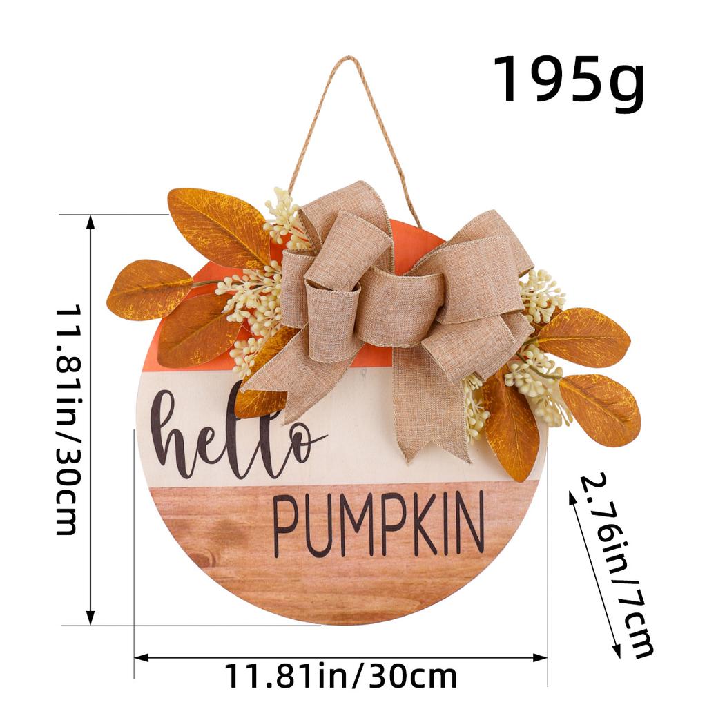 1 pc HELLO FALL hanging, Harvest festival decor Front door garland, Autumn decor Wooden house number pendant with Pumpkin bow, decorative wreaths