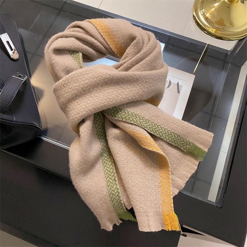 

Classic high-end 100 wool thickened scarf for boyfriend new winter 190*35cm