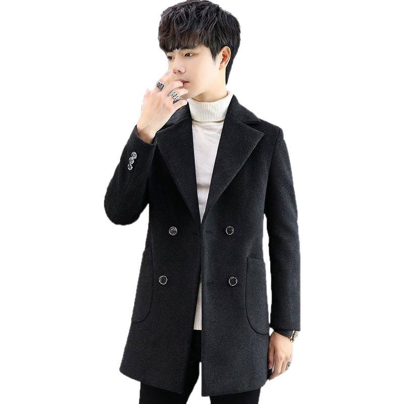 Men's Mid-Length Wool Coat: Autumn/Winter Korean Style Casual Trench Jacket