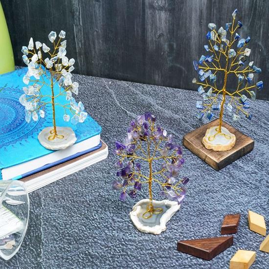 Set aus 3 Chakra Lebensbaum Kristallbäumen für Home Office, Feng Shui Artikel für Glück, Ausstellungsstück für Heimdekoration, Tischdekoration