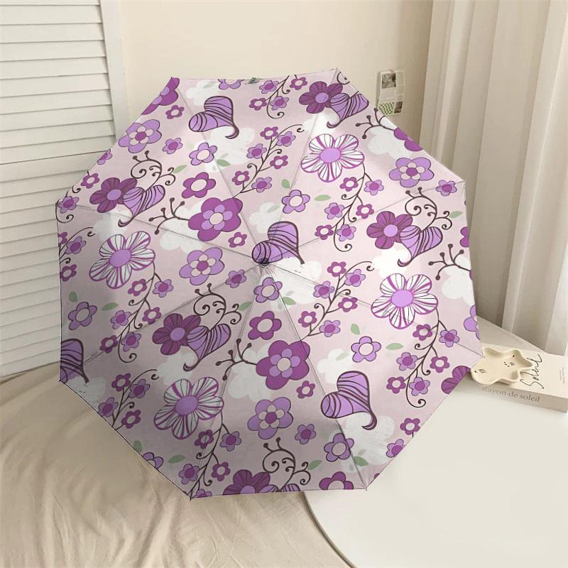 

1PC Floral Pattern Snail Umbrella-8-Rib Reinforced Portable Folding Travel Suitable for All Seasons Outdoor Daily Use-G317