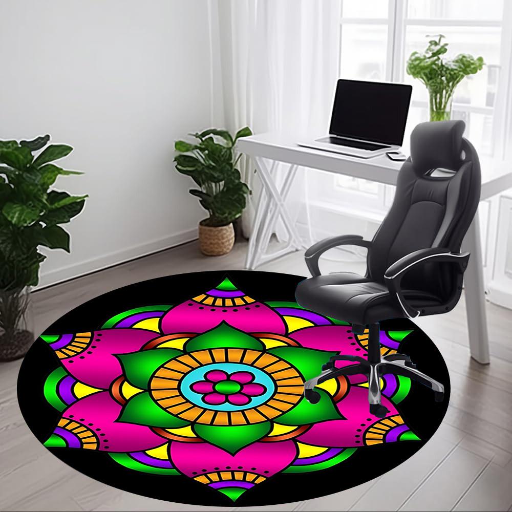 1PC Mandala Pattern Chair Carpet for Office Non-Slip, Lightweight, Machine Washable Rug for Office, Sleeping, Room - Holiday Decoryy251009130