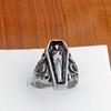 Gothic Vampire Coffin Ring Men Women Adjustable Plated Skull Punk Retro Fashion Statement Jewelry