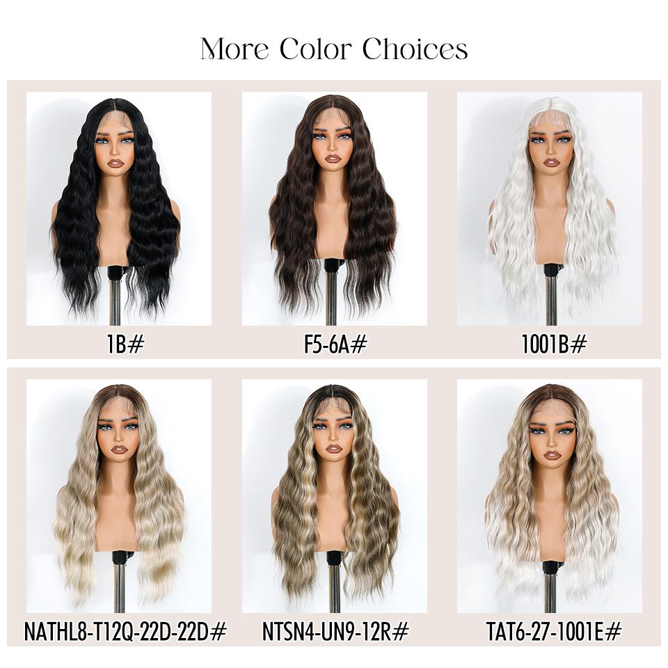 Noble Synthetic Lace Front Wig 26 Inch Brown Wavy Lace Part Body Wavy Lace Wig For Women Lace Front Wig Ombre Blonde Cosplay Wig