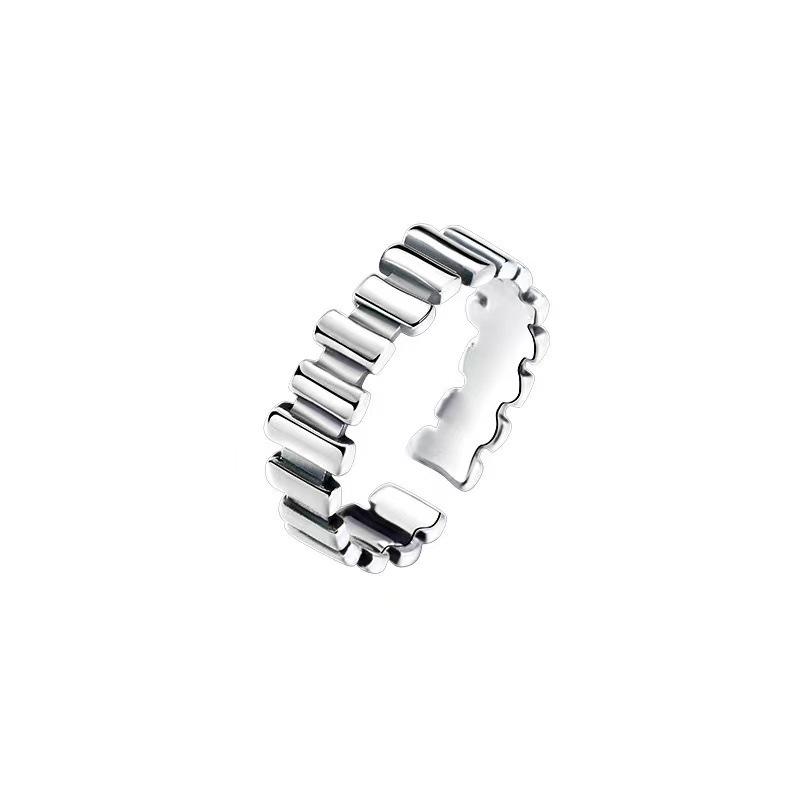 S925 Silver-Plated Geometric Open Ring – Women's Light Luxury Pinky or Index Finger Band with High-End Niche Design
