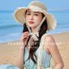 Breathable Lace Tied Sun Hat Large Brim UV Protection Cap Sweet Women Straw Hat  Travel