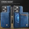 For iPhone 16 Pro Max Case AUTSPACE A12 Leather Back Cover with Magnetic Detachable Card Bag Kickstand