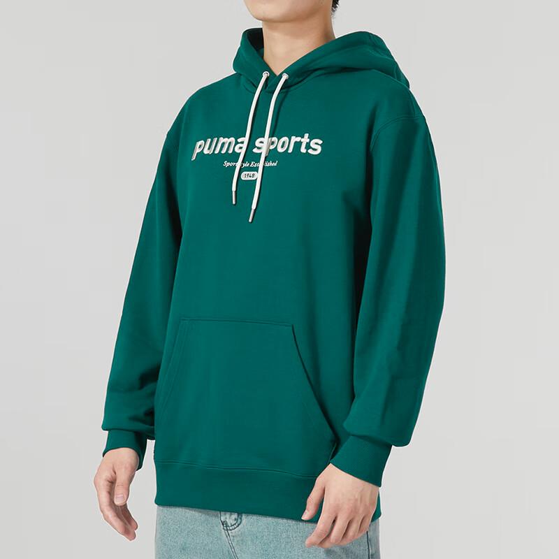 Puma Letter Print Hooded Sweatshirt Men Sweatshirts Green 623442-43