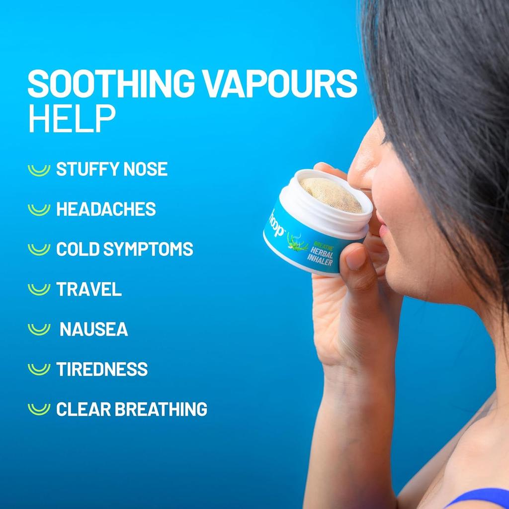 Hoop Herbal Inhaler 15g | Natural Nasal Relief for Cold, Stuffy Nose, Headache, Travel Fatigue