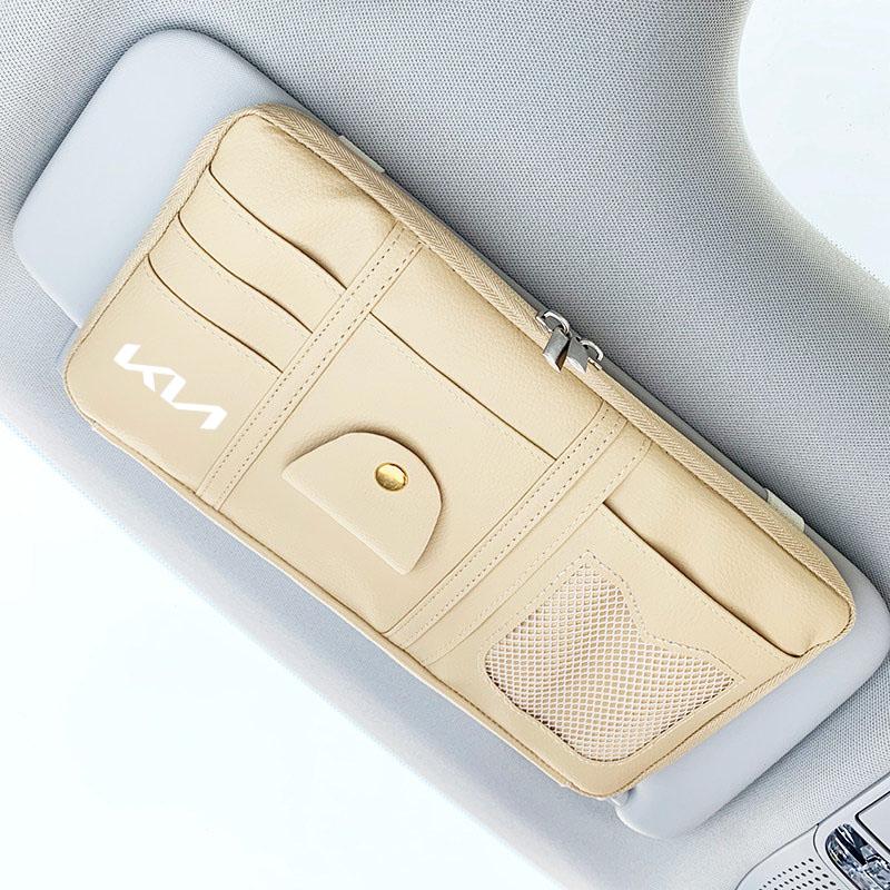 Car Sun Visor Storage Bag Card Holder Organizer Sunglasses Clip For KIA KN K3 K5 Sportage Rio Sorento Picanto Ceed Accessories FO8