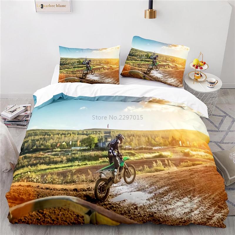 Stunt Off-road Motorcycle 3d Printed Bedding Set Duvet Cover Set with Pillowcase Twin Full Queen King Size Bedclothes Bed Linen