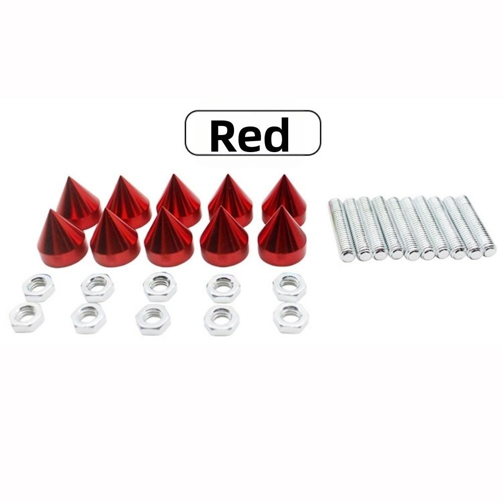 10pcs/Set Muticolors Car License Plate Bolts Cuspate Style Car Motorcycle Modification Conical