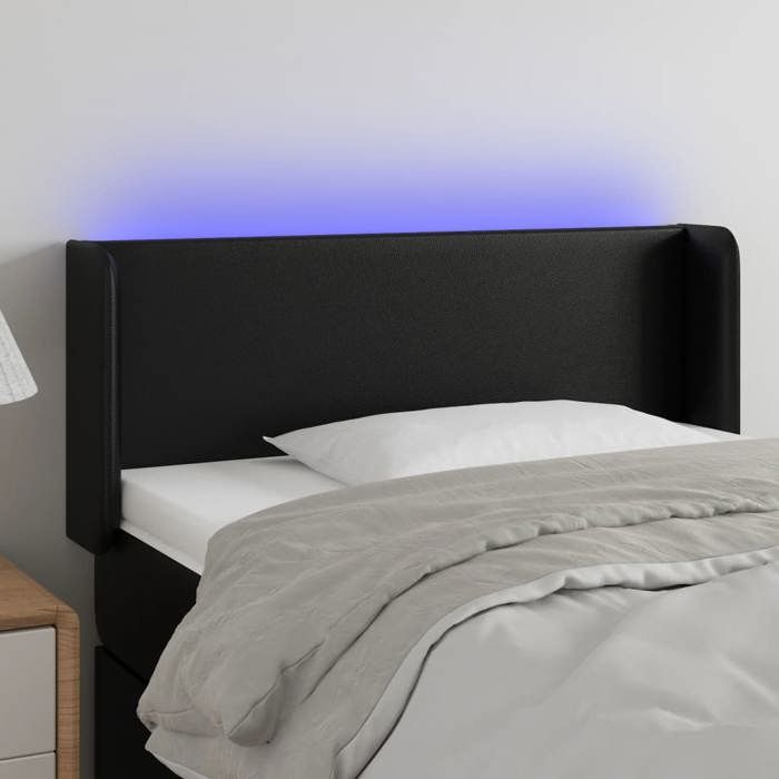 VidaXL Tête de Lit à LED Meuble de Chambre à Coucher Accessoire de Lit Simple Tête de Cadre de Lit Intérieur Noir 3123028