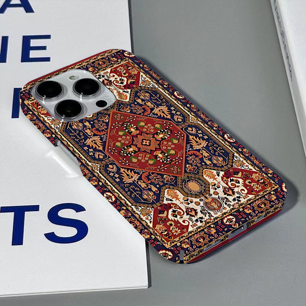 Persian Carpet Floral Pattern Phone Case for iPhone 16 15 14 13 12 11 Pro Max X XS XR XSMax 7 8 Plus Glossy Film Hard PC Cover