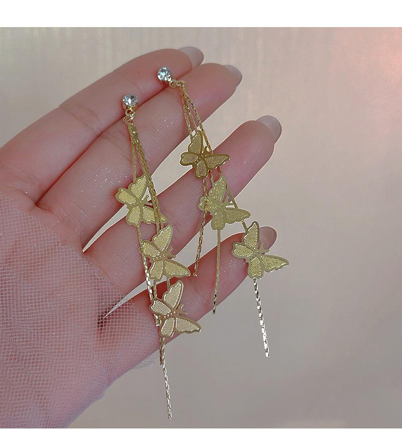 Elegant Metal Butterfly Earrings Korean Irregular Geometric Drop Earrings for Women Statement Party Jewelry Pendant Accessories