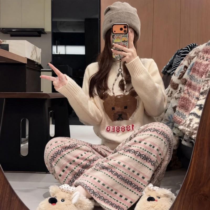 Thick Fleece Lined Lounge Pants Women Winter Warm Casual Wearable Sleepwear Plus Size