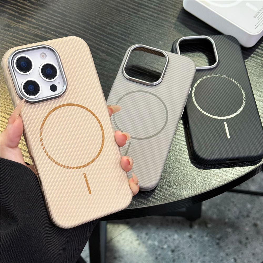 Luxury Matte Carbon Fiber Pattern Magnetic For Magsafe Case For iPhone 14 15 16 Pro Max Wireless Charging Shockproof Hard Cover