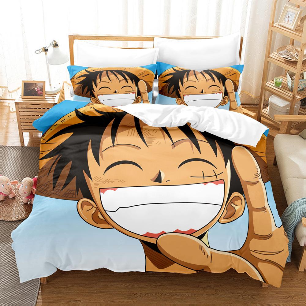 One Piece Series Quilt Cover Pillowcase, Home Textile 3D Digital Printing Three-Piece Set