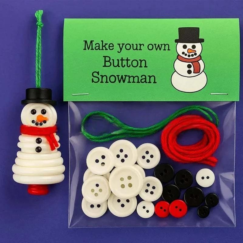 Make Your Own Button Christmas Tree Kit Xmas Crafts Ornament DIY Colorful Button Snowman Hanging Ornament Decorations Supplies