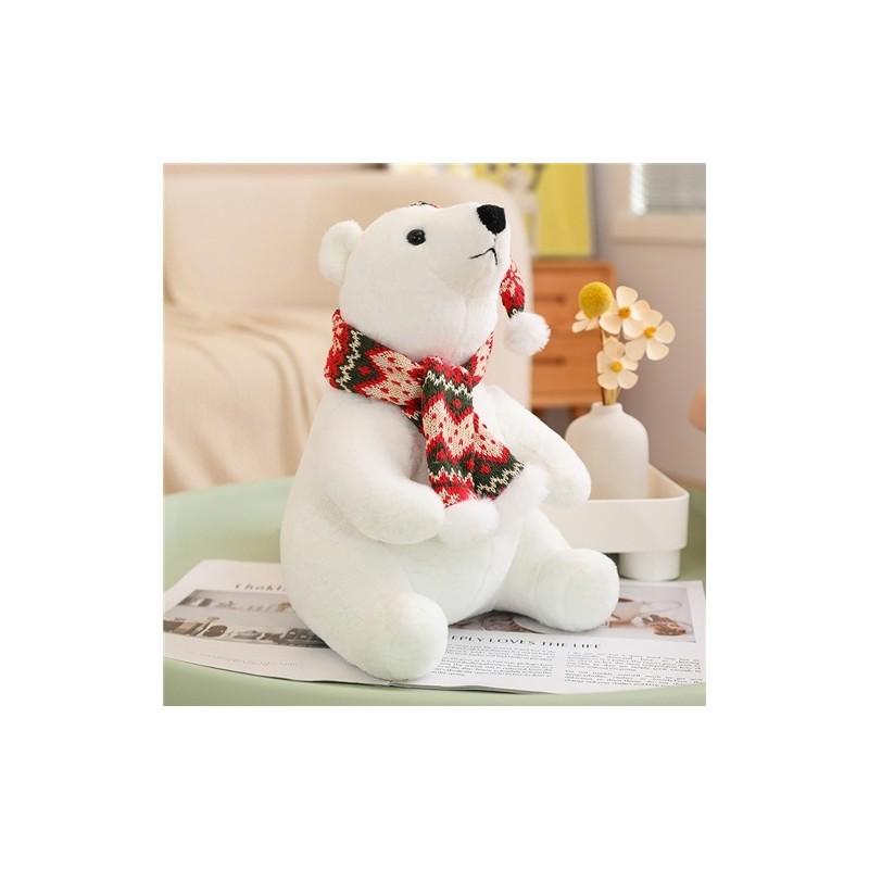 

Плюшевая игрушка Белый медведь Рождественская версия из короткого плюша для ребенка и праздничный подарок Colorful,30cm