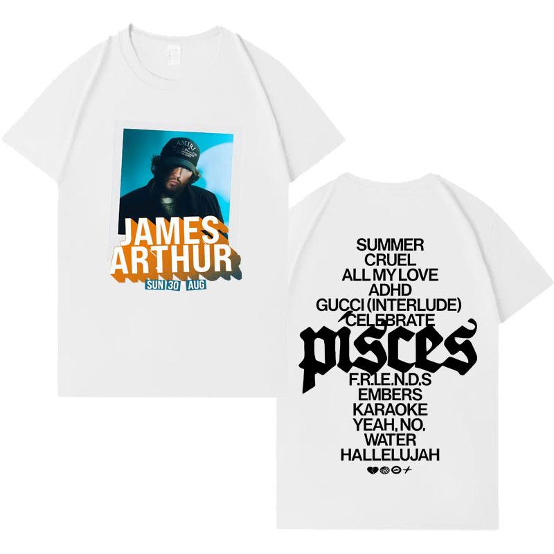 

James Arthur Album Tour T Shirt Double Sided Print Tops Summer High Quality Pop Aesthetic T-Shirts S