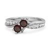 Garnet Twin Stone Pave Bypass Ring - 925 Sterling Silver