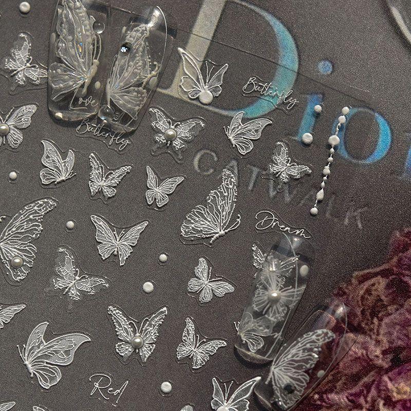 

Shell White Nail Sticker Tomoni Japanese Style Bright Crystal Relief White Phantom 3801