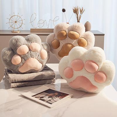 Katzenpfoten Kissen Quilt Decke 3 in 1 Design Handwärmer Dickes Plüsch Couch Sofa Dekoration Kissen Winterdecke für Reise Heimdekor