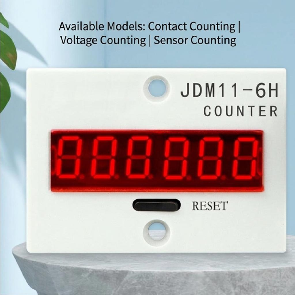 JDM11-6H 6 Digit Digital Counter LED Display Electronic Totalizer Industrial Panel Mount Counter Power Failure Memory 12-380V 1