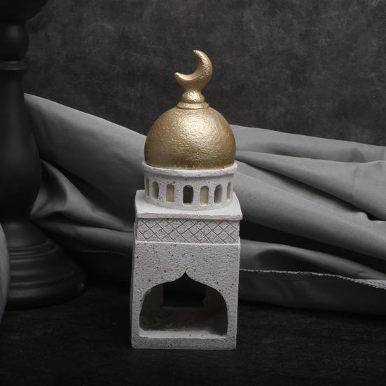 Ramadan Resin Art Statue Islamic Mosque Cultural Ornament Handcrafted Mosque Models Tower Decoration for Eid Home Office Ramadan Mubarak Gift