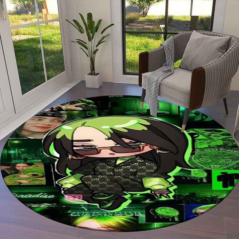 Billie Eilish Round Area Rug,Carpet Rug for Living Room Bedroom Sofa Playroom Decor,Non-slip Floor Mat