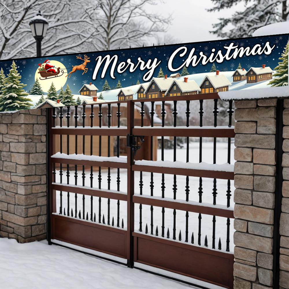 Santa Pattern Home Garden Outdoor Decoration Supplies 250*45cm Christmas Banner Background Patio Scene Layout Props Party Decors