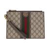 Ophidia Classic Tela Monogramma Web Rosso Verde e Pelle Pochette da Sera Pochette Uomo Marrone Ebano 672989-96IWT-8745
