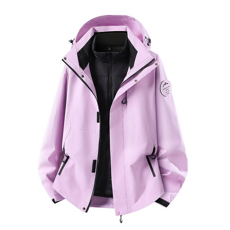Men Women 3-in-1 Waterproof Windproof Hiking Jacket With Removable Down Liner Outdoor Trekking Camping Winter