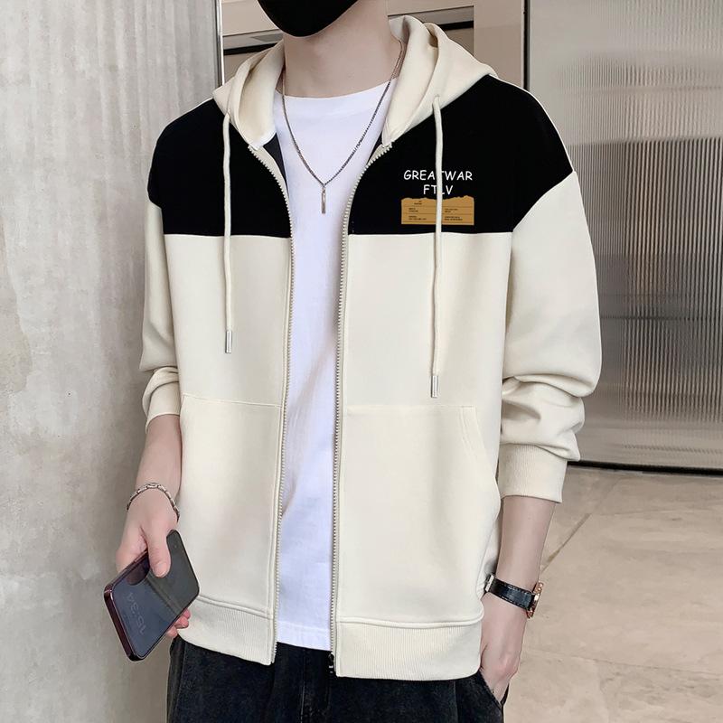 Spring and Autumn New Men's Hoodie All Young Handsome Long-sleeved T-shirt Cardigan Hoodie Base Shirt