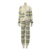 RAVIR Winter Fluffy and Cute Pajama Set and Gradient One Size Fits All Women's Loungewear, (Top Bottoms), Casual, Striped, Soft, White,