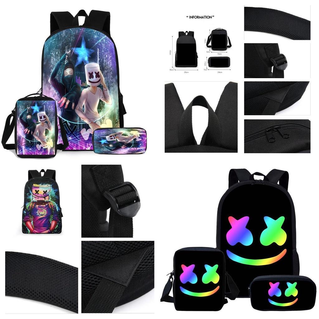 Marshmello Backpack Set Durable Versatile Stylish For School Travel