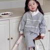 Autumn Winter Girl Set Bow Solid Color Baby Set Coat Jacket +pants Medium and Big Kids Two-Piece Suit