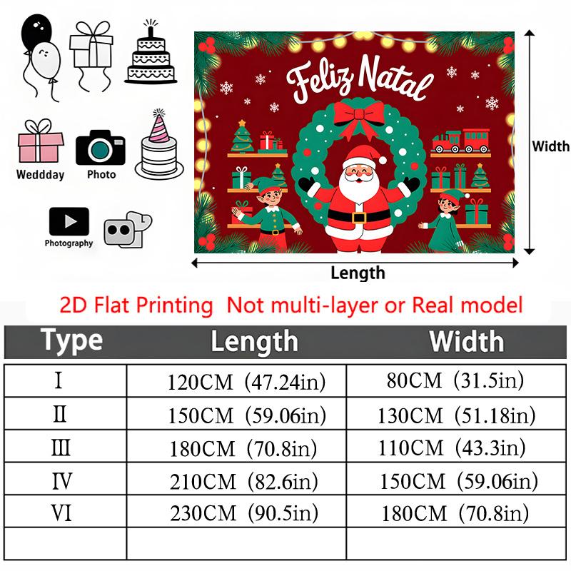 Party Backdrop Christmas Flat Festive Santa Wreath Event Backdrop Decoration Party Decor