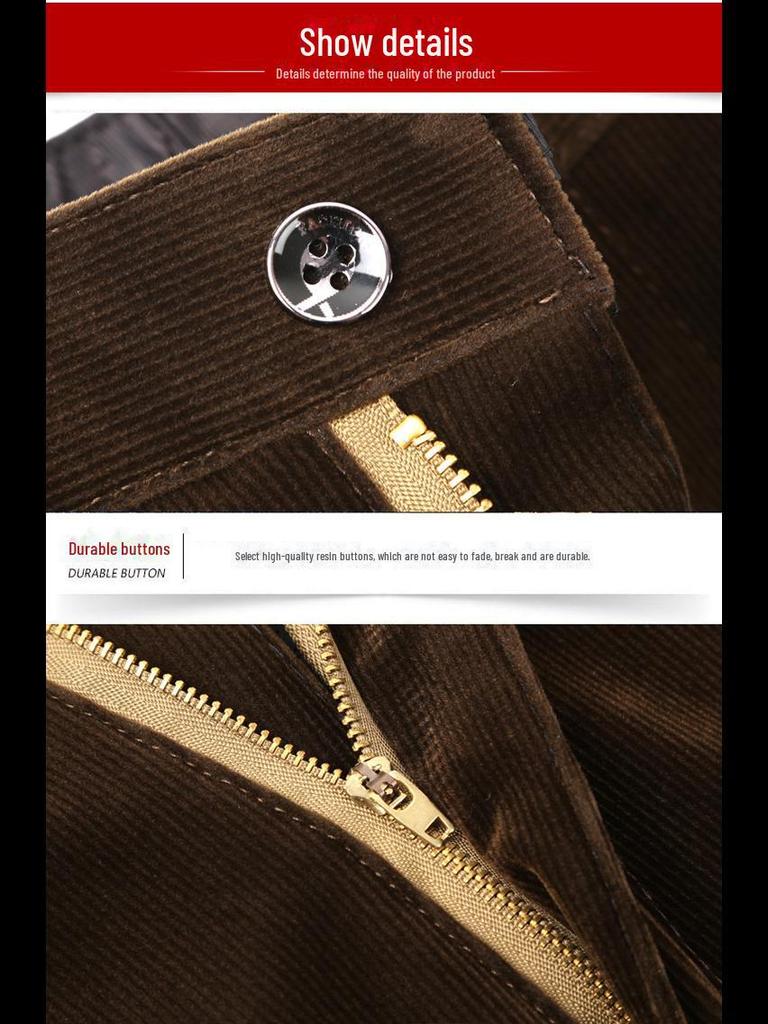 Men's Corduroy High-Waisted Loose Casual Trousers for Autumn/Winter (50+, Large Size)