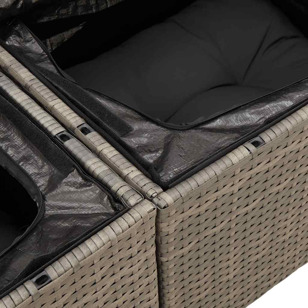 6 Piece Garden Sofa Set with Cushions Grey Poly Rattan & Acacia