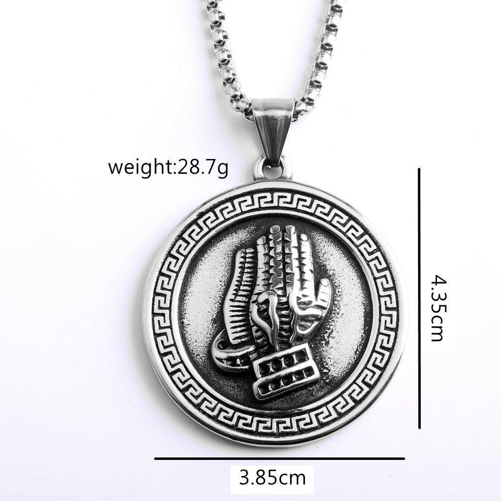 Retro Stainless Steel Men's Hand of Prayer Pendant Necklace