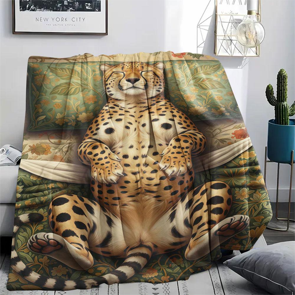1Pc Sleepinganimals Print Flannel Blanket, High quality Comfortable for All Seasons, Home Decor, Warmth and Comfort, Perfect for Christmas Gifts