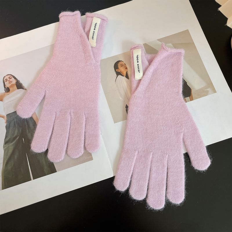 

New Arrival K-style Cute Style Heattech Finger Gloves Autumn and Winter Outdoor Cycling Windproof Easiest for Match Touch Screen Hand Guard Women Pink Split-F99 Gloves