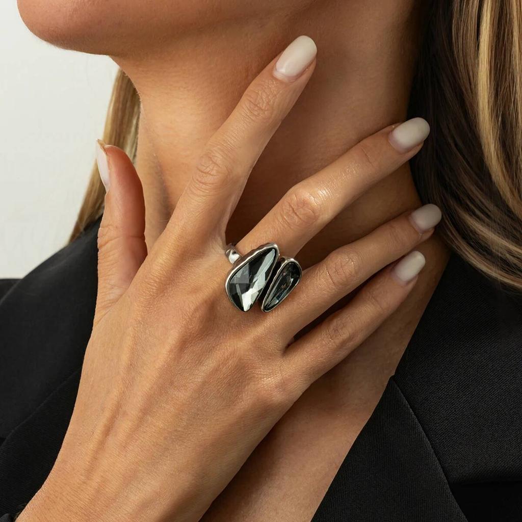 KunJoe 2026  Rhinestone Acrylic Rings Women Vintage Simple Geometric Adjustable Knuckle Ring Party Jewelry Accessories