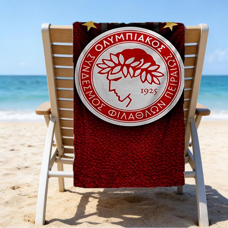 Olympiacos Fc: Toalla de Playa de Microfibra Orgullo Rojo y Negro, Ligera y de Secado Rápido, para Viajes de Verano, Esencial para la Playa, Piscina al Aire Libre