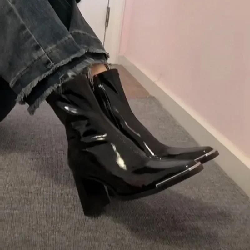 

fashion Designer High Heel Ankle Boots Women Fashion Side Zippers Short Boots Autumn Winter Ladies Elegant Mordern Booties 39 чёрный