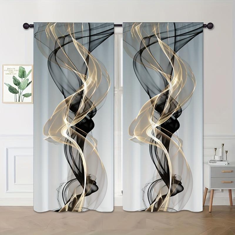 2 st Kanalficka Geometrisk Marmormönstrad Gardin Dekorativ Fönsterdraperi Fönsterbehandlingar För Sovrum Vardagsrum Hemdekoration