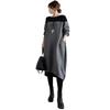 Long Sleeve Dress with Contrast Perfect for and Casual Fall and Relaxed and Stylish [kisetsumate] Women's Patterns, Spring, Resorts, Wear, Winter,